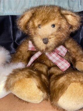 “Cinnamon” Wishpets 2000 Brown Plush Teddy Bear with Plaid Bow